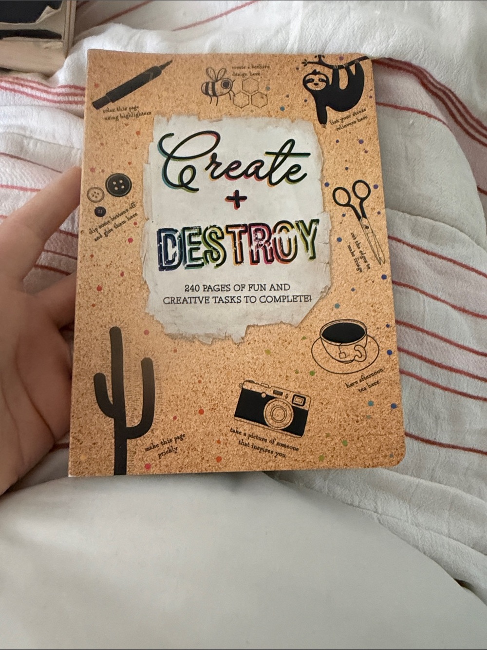Pura Vida Cork Brown Creative Puzzle Journal with Multicolor Lettering